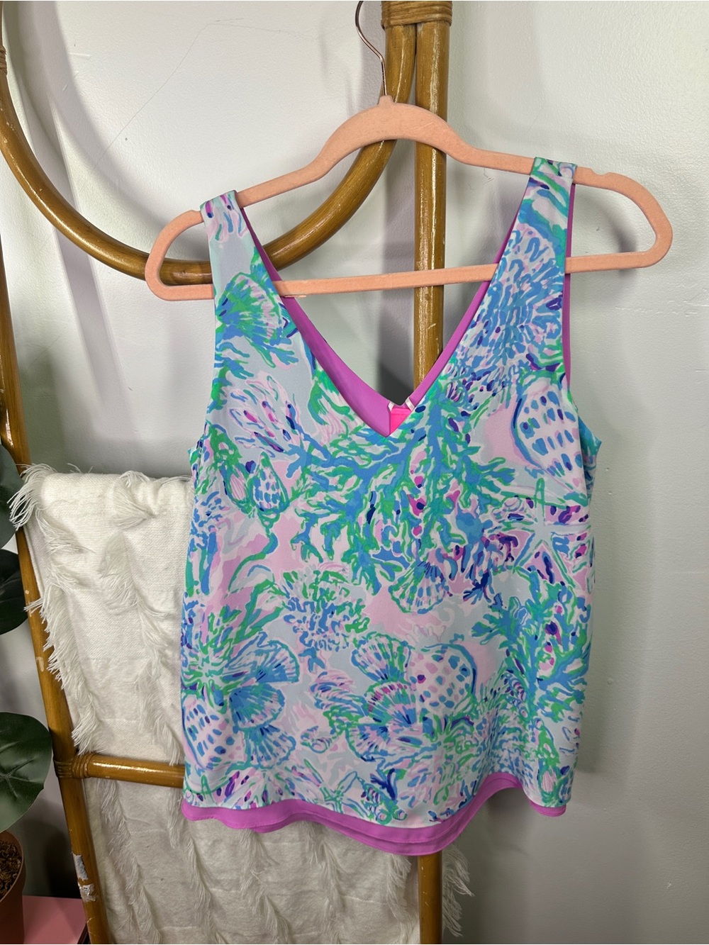 Lilly Pulitzer Florin Reversible Purple Tank Top Blouse sz S